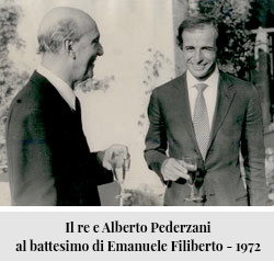 Il re e Alberto Pederzani al battesimo di Emanuele Filiberto